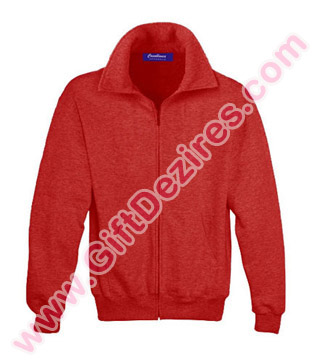 Red Sweat T Shirt with Collar and Zip
